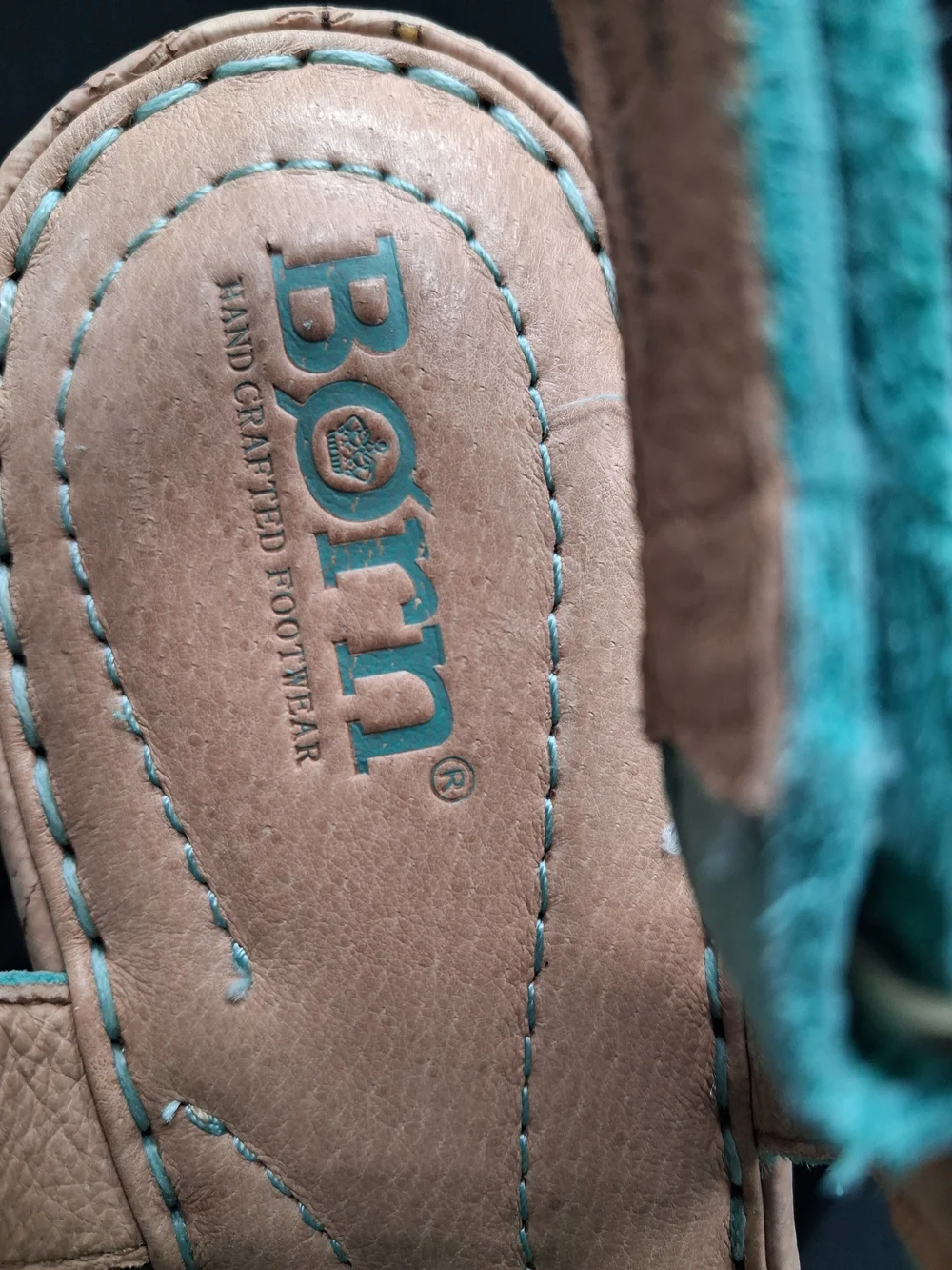Born Teal Cross-Strap Women's Sandals. Leather And Canvas.  Beautiful Color